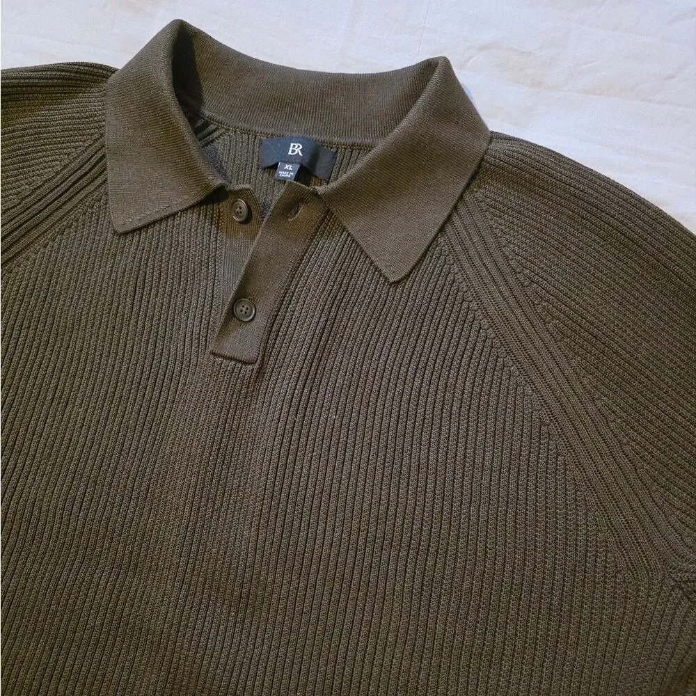 Banana Republic Brown Knit Polo Mens XL